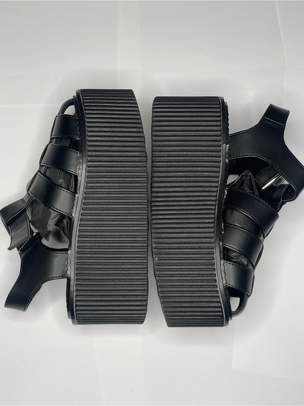 T.U.K Black Platform Strappy Sandals
